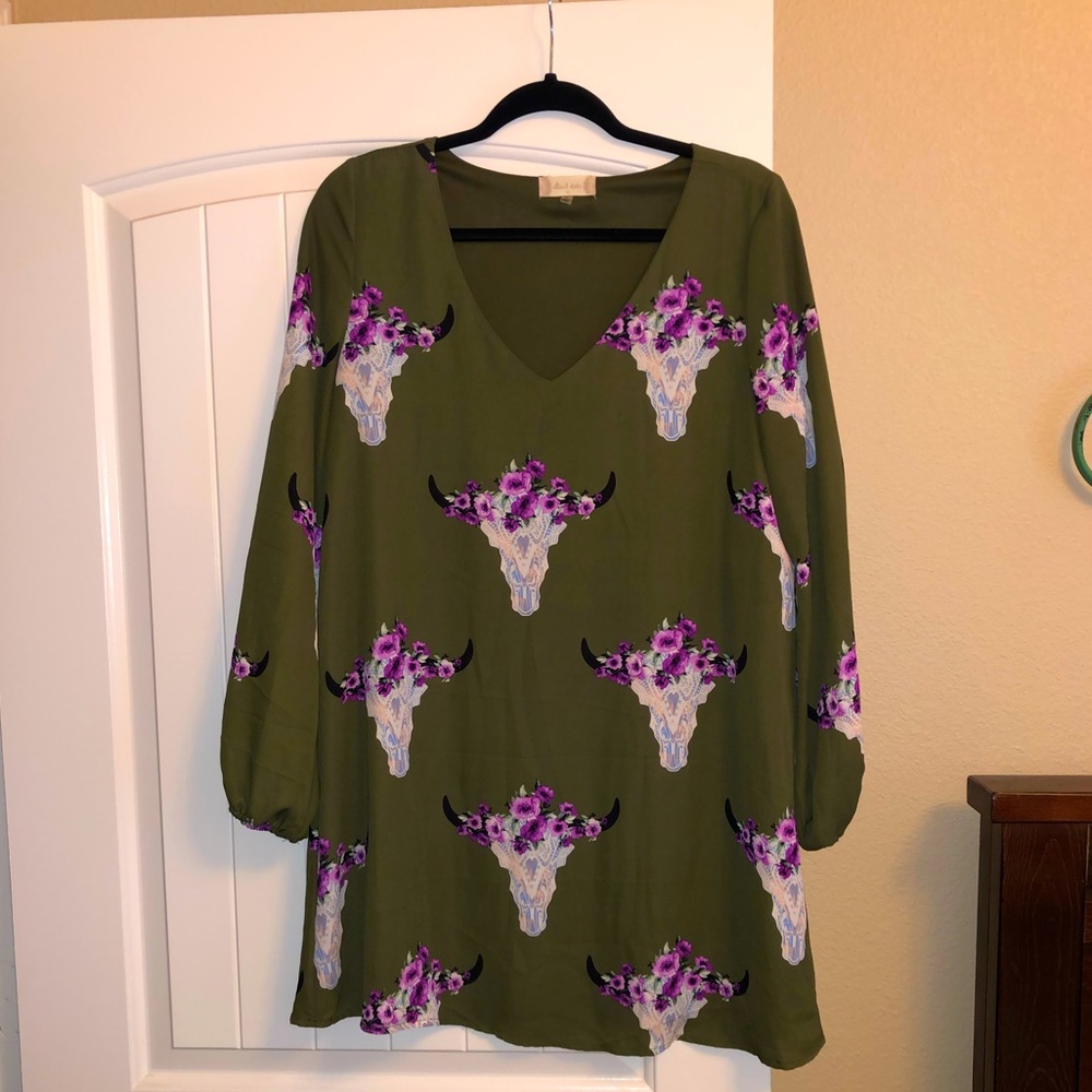 Medium Olive Green Skull Dress